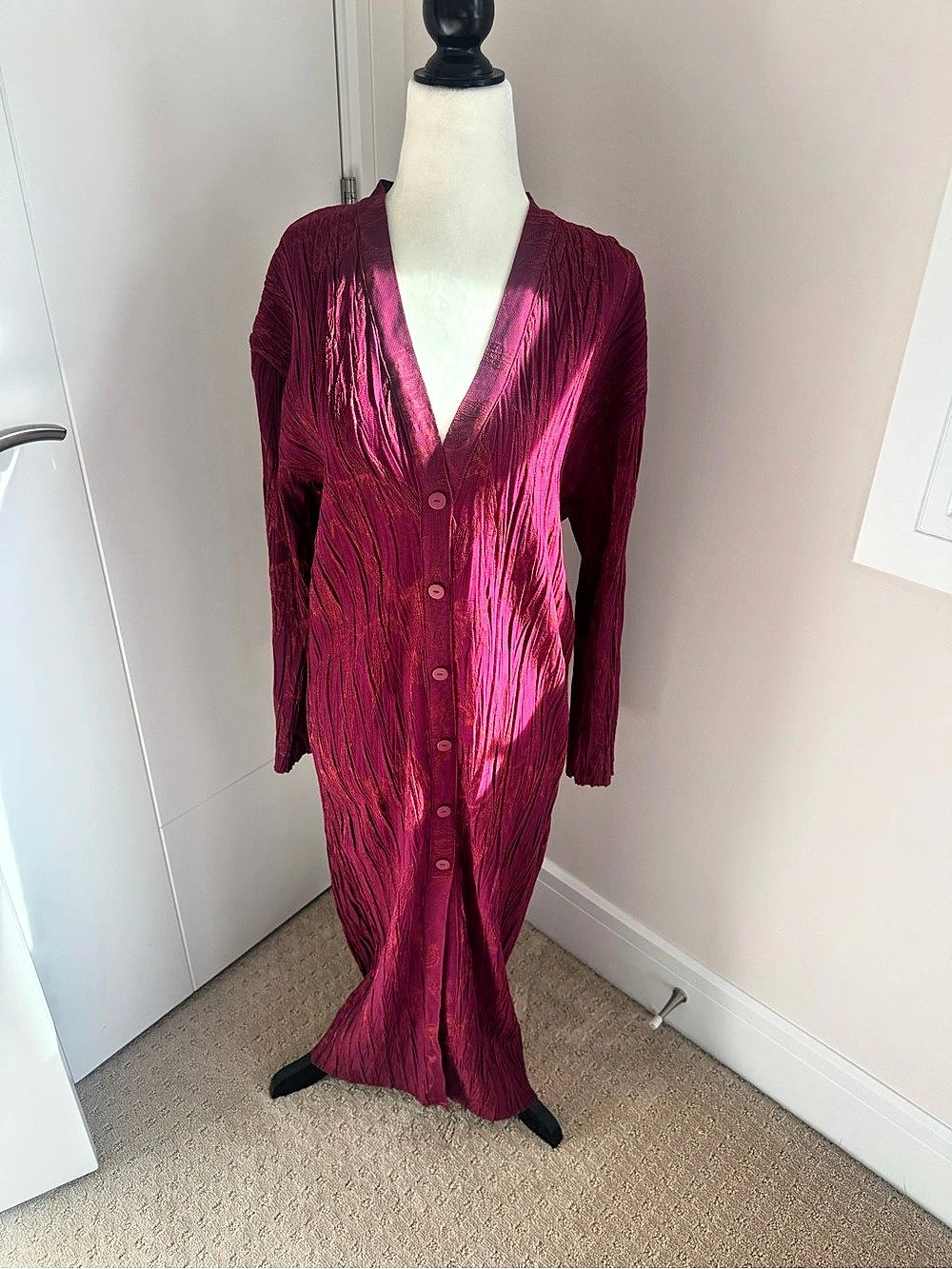 Zara Maxi Button-Front Dress in Pink Size Medium